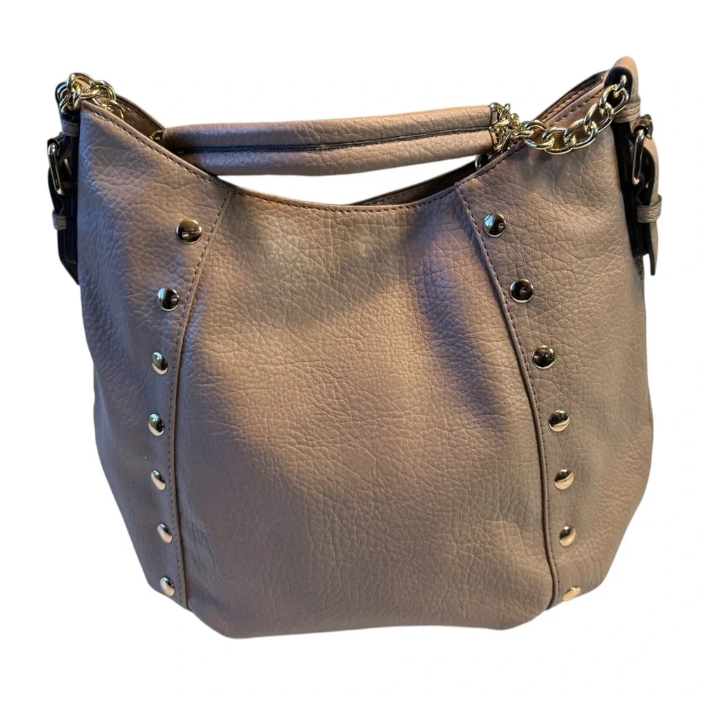 Jessica Simpson Elegant Modern Tan Taupe Shoulder Bag Purse Chain Handle CLEAN